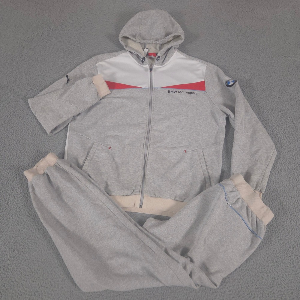 Puma Sweatsuit Mens XL/L BMW Motorsport Team Full-Zip Hoodie Jogger French Terry